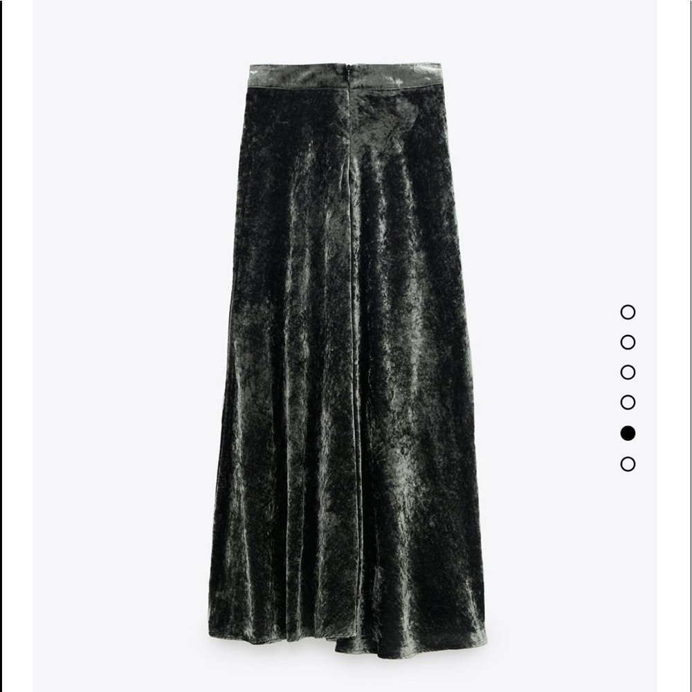 Zara Olive Green Velvet A-Line Skirt - Picture 4 of 8